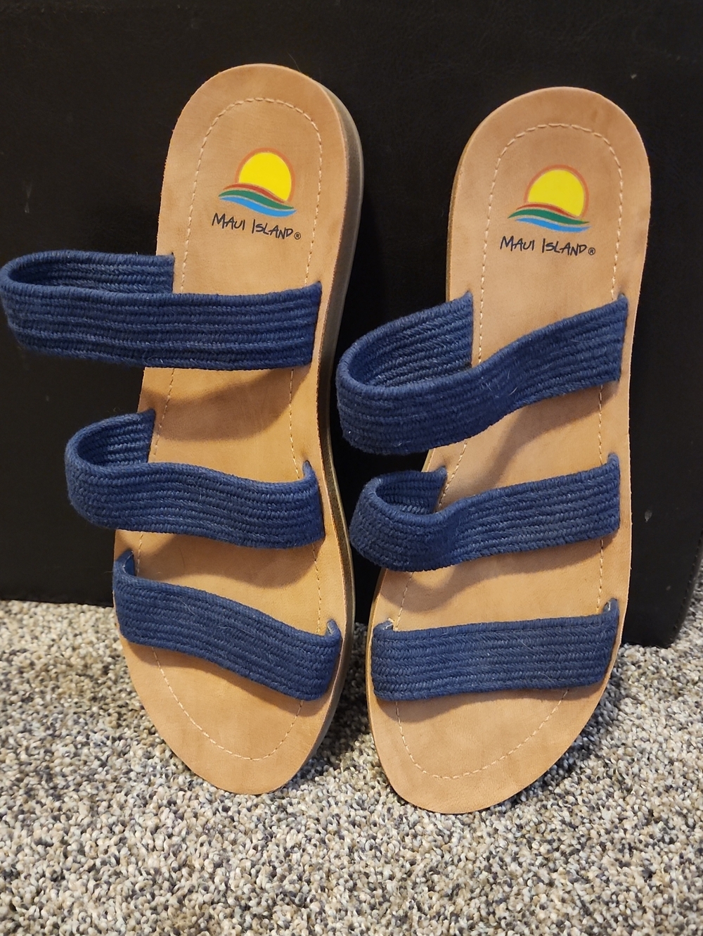 Maui Island Navy Strap Slide Sandals